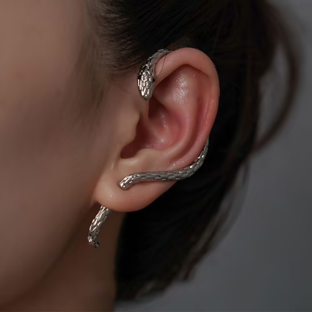 Snake Earring Silver 2